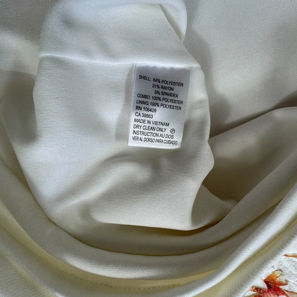 NWT‎ Tahari ASL Floral Lace Sheath Dress Womens 2 Cream Watercolor Pastel Spring